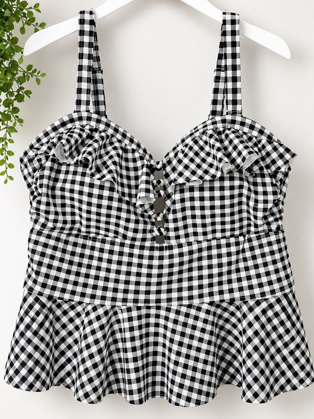 Torrid Gingham Peplum Tankini Swim Top 1X 14/16